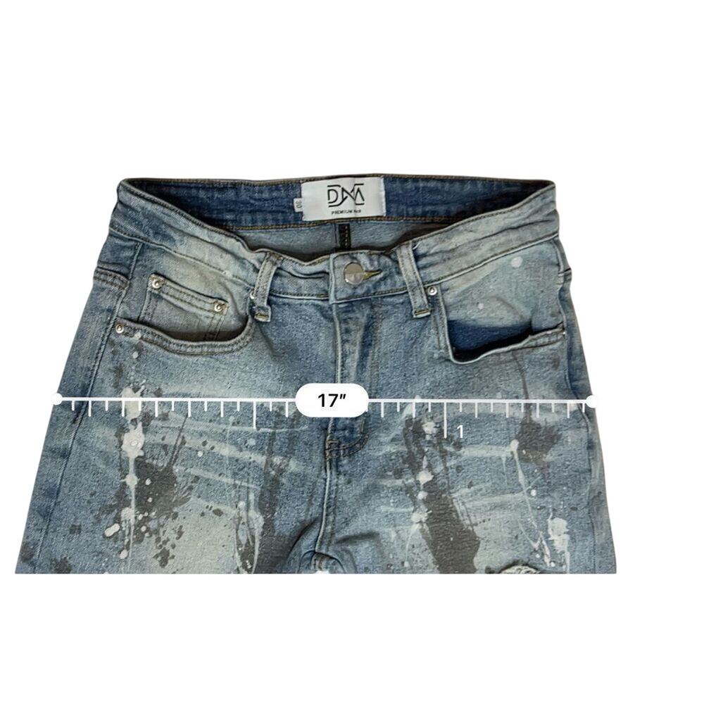 DNA Premium Painted Embellished Ripped Destroyed Blue Jeans 30 Streetwear Grunge - Picture 5 of 11